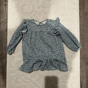 Zara long sleeve blue floral dress // size 2-3 years